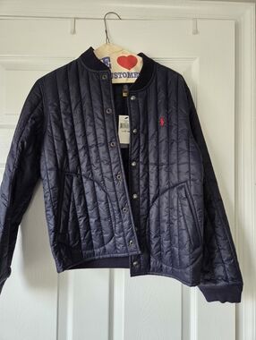 Polo by Ralph Lauren Navy Quilted Jacket with Red Logo